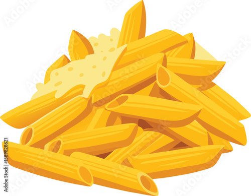 Delicious penne pasta with cheese vector
