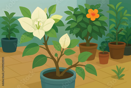 🏡🌸Charming Indoor Plant Vibes! This delightful vector shows potted plants in cozy indoor space—ideal for decor, blogs, or prints. Bring life to your design—download now! 🌿✨