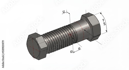 Bolt technical illustration engineering drawing
