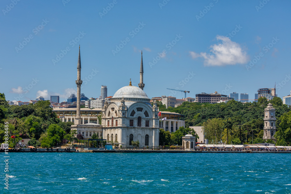 Naklejka premium Dolmabahçe Mosque , seen from the Bosphorus, Istanbul, Turkey