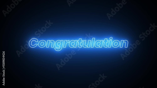 Glowing Congratulations Script in Neon Blue on Black Background
