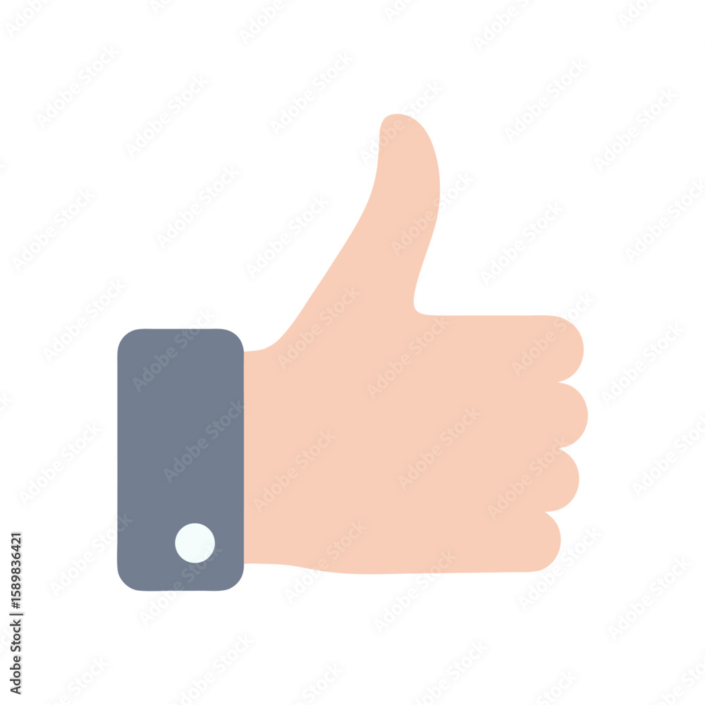 Flat Design Thumbs Up Hand Gesture Icon for Like, Approval, or Success Flat Design Thumbs Up Hand Gesture Icon for Like, Approval, or Success