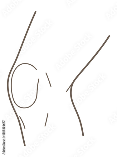Minimalist Human Knee Joint and Leg Outline for Anatomy or Pain Concepts