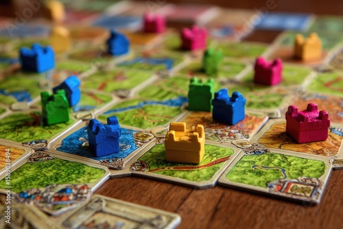 Wallpaper Mural Colorful game pieces on a medieval-themed board game Torontodigital.ca