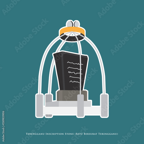 Vector illustration of Terengganu Inscription Stone or known as Batu Bersurat Terengganu