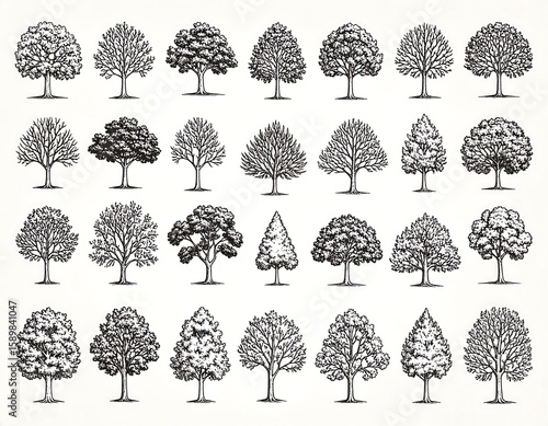 Collection of tree silhouettes