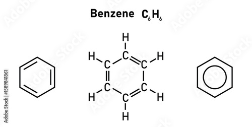 Chemical Structure of Benzene. Skeletal Formula.