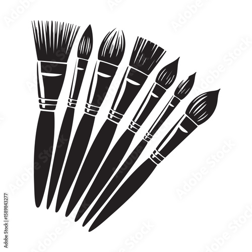 Black And White Art Brushes In Minimalist Style For Painting And Drawing Projects