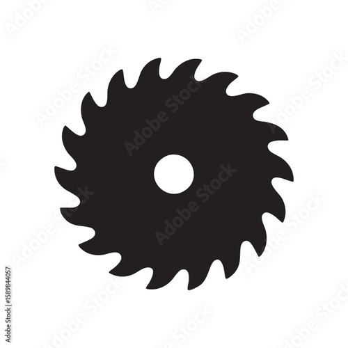 Circular Saw Blade Icon Minimalist Black And White Woodworking Tool Graphic