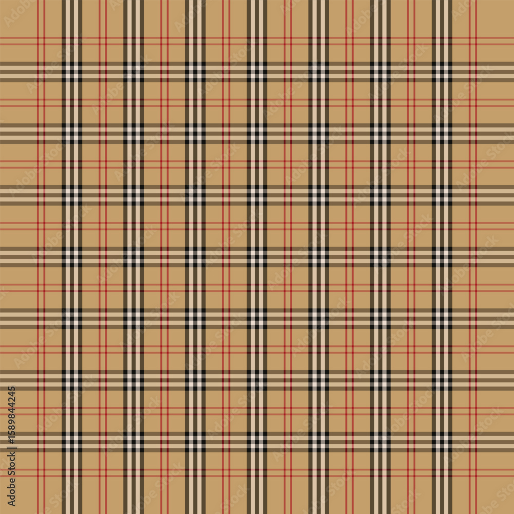Obraz premium trendy soft cream brown scottish tartan plaid checkered stripes flannel pattern background suitable for textile print