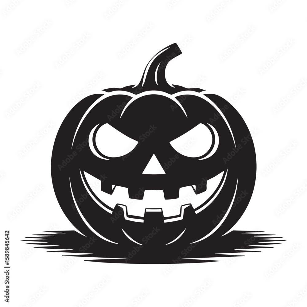 Fototapeta premium Spooky Halloween Pumpkin Carving Silhouette Graphic Illustration For Festive Projects And Designs