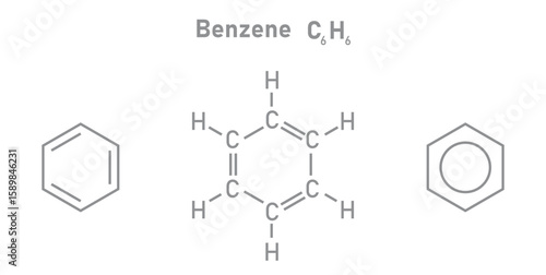 Chemical Structure of Benzene. Skeletal Formula.
