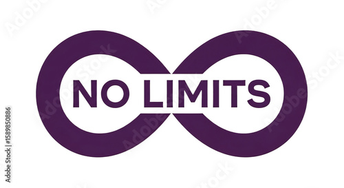 Purple infinity symbol with no limits text