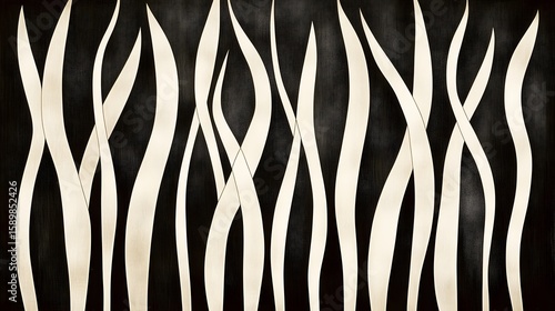 Abstract Black and Beige Curving Lines Pattern Texture