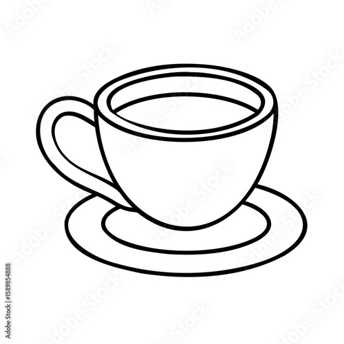 Simple line drawing a coffee cup saucer drink beverage