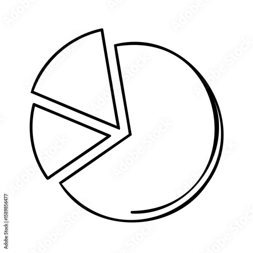Simple outline pie chart graphic with three segments circle