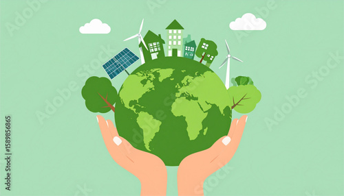 Sustainable Earth A Handful of Green Living, Emphasizing Environmental Responsibility for Future Generations