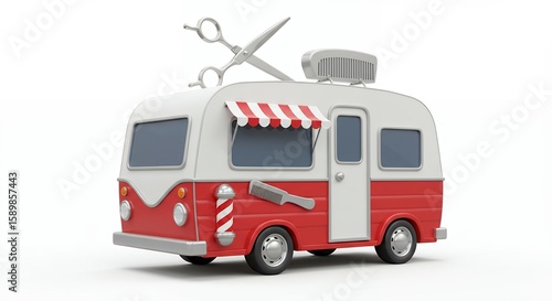 Wallpaper Mural Mobile barber shop van illustration Torontodigital.ca