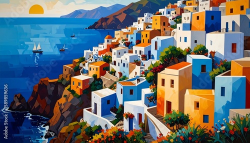 Colorful coastal town panorama