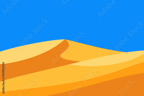 Stylized illustration of golden sand dunes against a clear blue sky