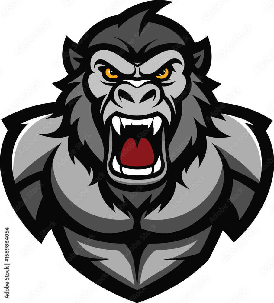 Fototapeta premium Aggressive gorilla mascot logo design pounding chest