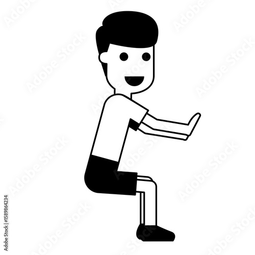 Illustration of Man Doing Squat Pose