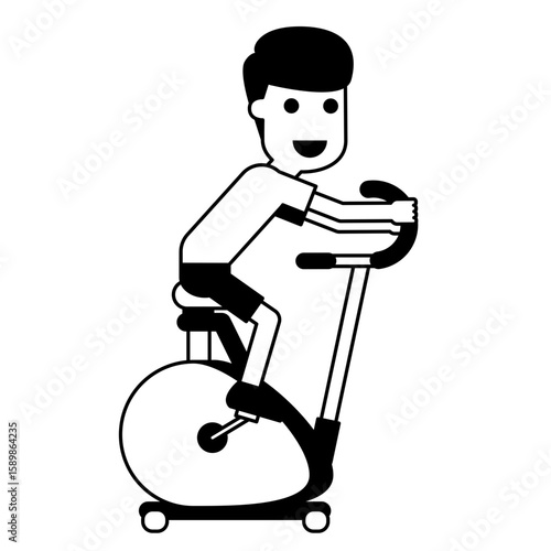 Illustration of Man on Staionary Bike