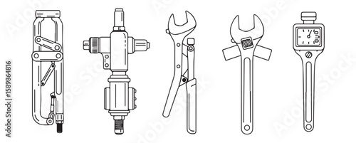 Mechanical tools collection adjustable wrench pipe wrench