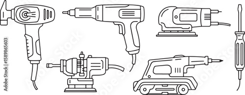 Power tools and screwdriver drill sander