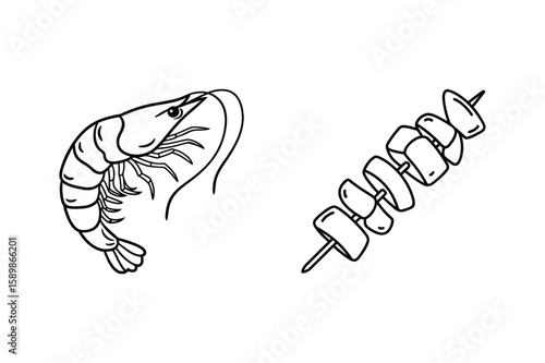 Shrimp and Skewered Food prawn seafood