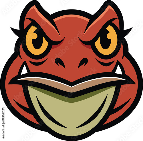 Mad toad head mascot logo with wart texture and initial t