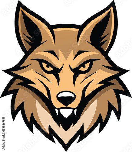 Snarling jackal head mascot with desert wind elements logo