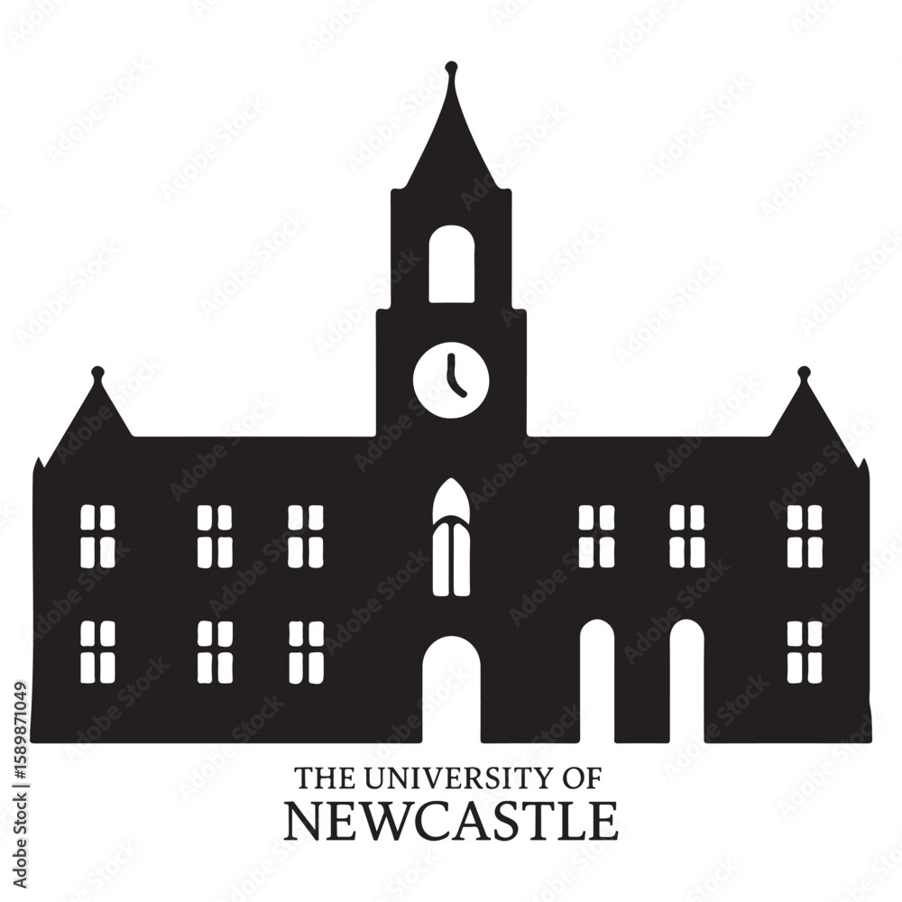 Fototapeta premium University of Newcastle Silhouette with Trees and Modern Architecture