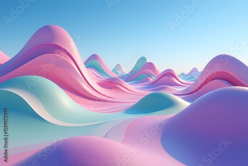 Pastel color wave background wallpaper abstract design landscape illustration art