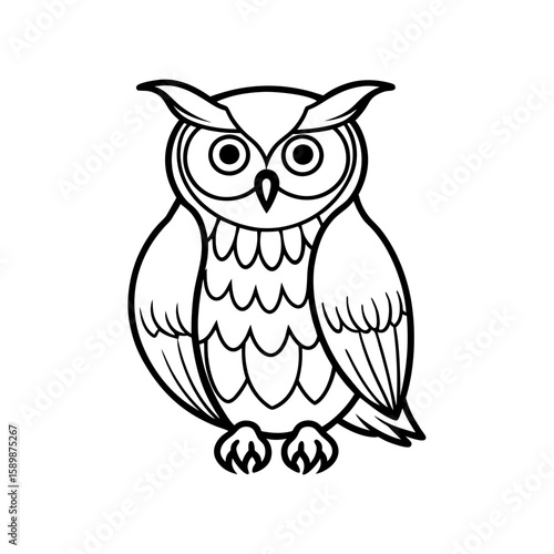 owl line art vector illustration
