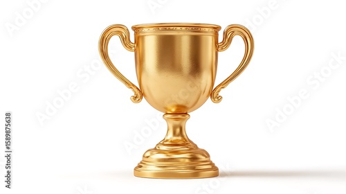 Vibrant 3D gold trophy icon in cartoon style  
