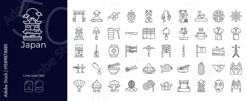 Japan Line Editable Icons set. Vector illustration in modern thin line style of Japan icons: japanese, sakura, samurai, etc