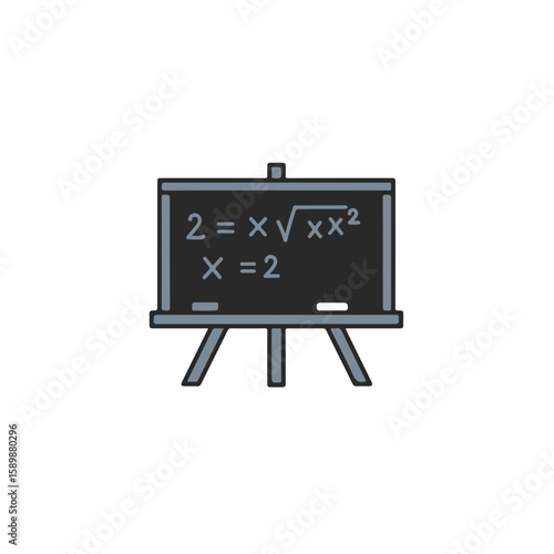 An illustration of a blackboard, featuring a math equation, likely to be used in educational settings.