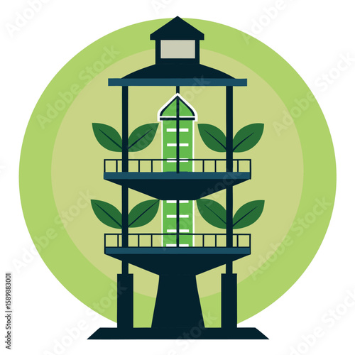 Hydroponic Vertical Farming Tower Sustainable Agriculture Icon