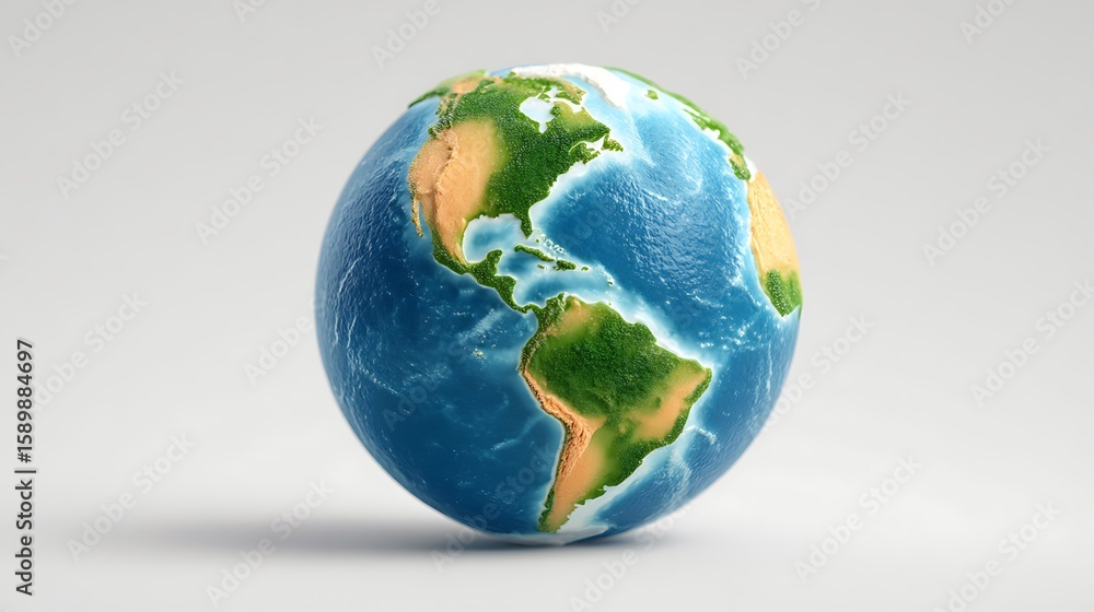 Fototapeta premium 3D realistic globe icon for earth day cartoon style 