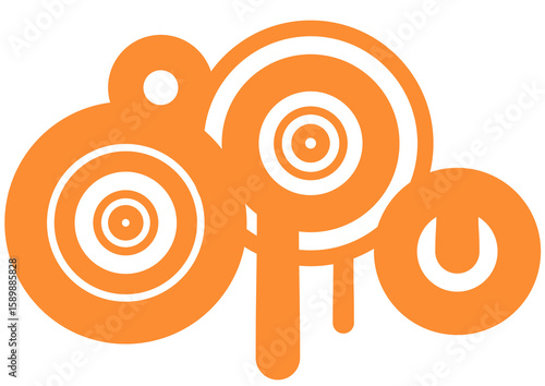 Abstract orange circles - Frutiger Metro graffiti element 