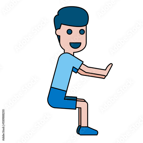 Illustration of Man Doing Squat Pose