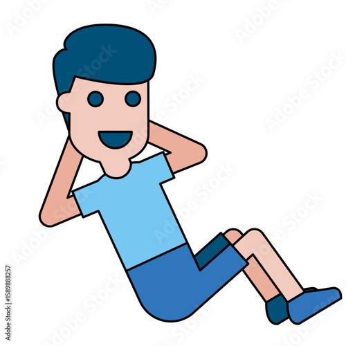 Illustration of Man Doing Sit-Ups