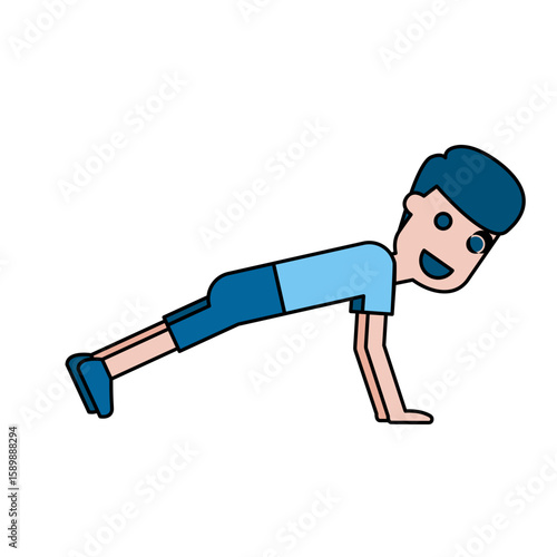 Illustration of Man Doing Push-ups Exercise