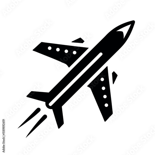 Airplane Takeoff Line Icon Vector Illustration