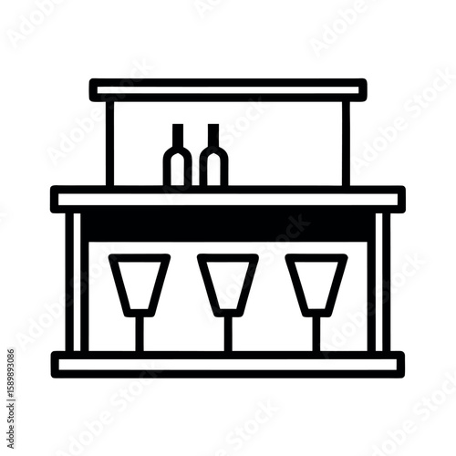 Bar Counter Minimal Outline Icon Vector Illustration
