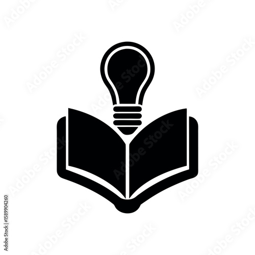 Idea Bulb Over Book Logo Icon Vector Illustration