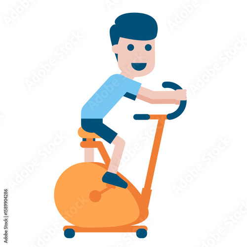 Illustration of Man on Staionary Bike