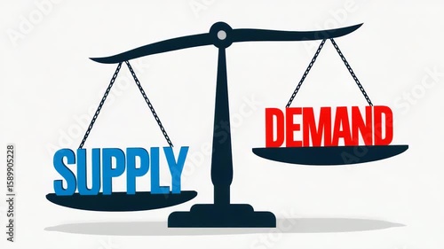 supply demand scale stock market trade global balance illustration video animation