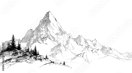  Majestic Snow-Capped Mountain Peak Surrounded by Pine Trees 